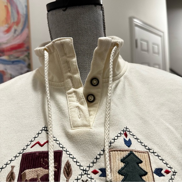 Vintage Alfred Dunner Mock Neck Embroidered Sweatshirt (Petite Small) - Picture 4 of 9